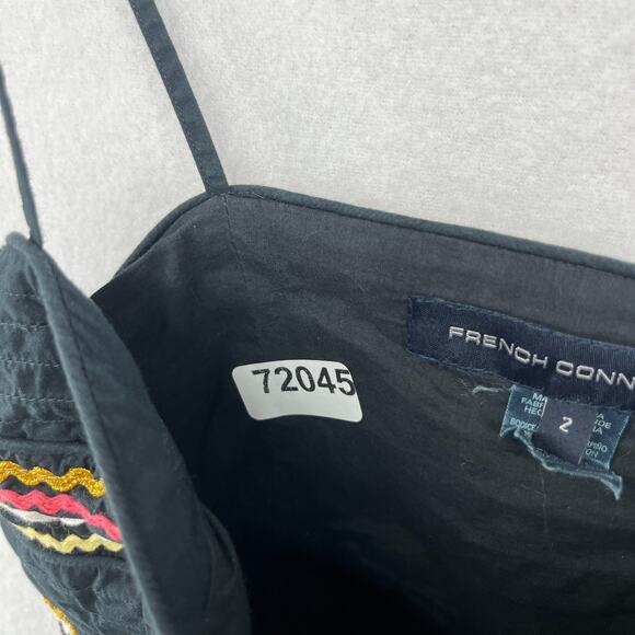 FRENCH CONNECTION Top Womens 2 Camisole Embroidered Ric Rac Trim Boho Black - Picture 16 of 16